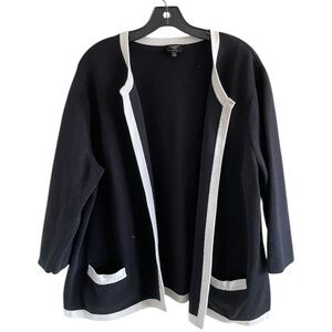 Talbots Open Front Cardigan Pima Cotton Black & White 3X